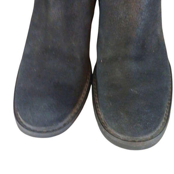 Timberland Black Leather Combat Boots Women's Black Lug Sole Booties Size 7 - Picture 3 of 13